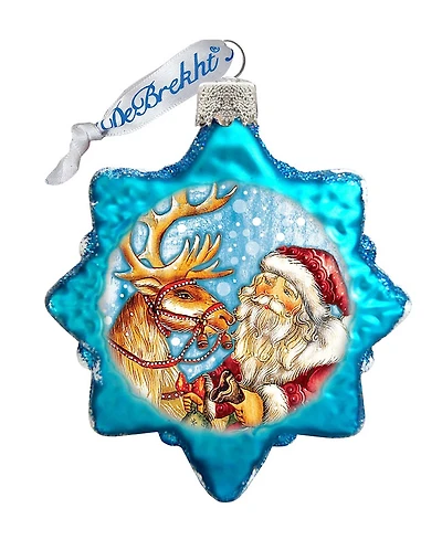 G.DeBrekht Reindeer Santa Glass Ornament