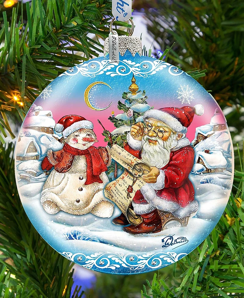 G.DeBrekht Limited Edition Oversized Retro Santa List Ball Glass Ornament
