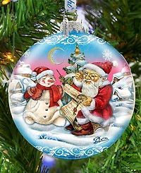G.DeBrekht Limited Edition Oversized Retro Santa List Ball Glass Ornament