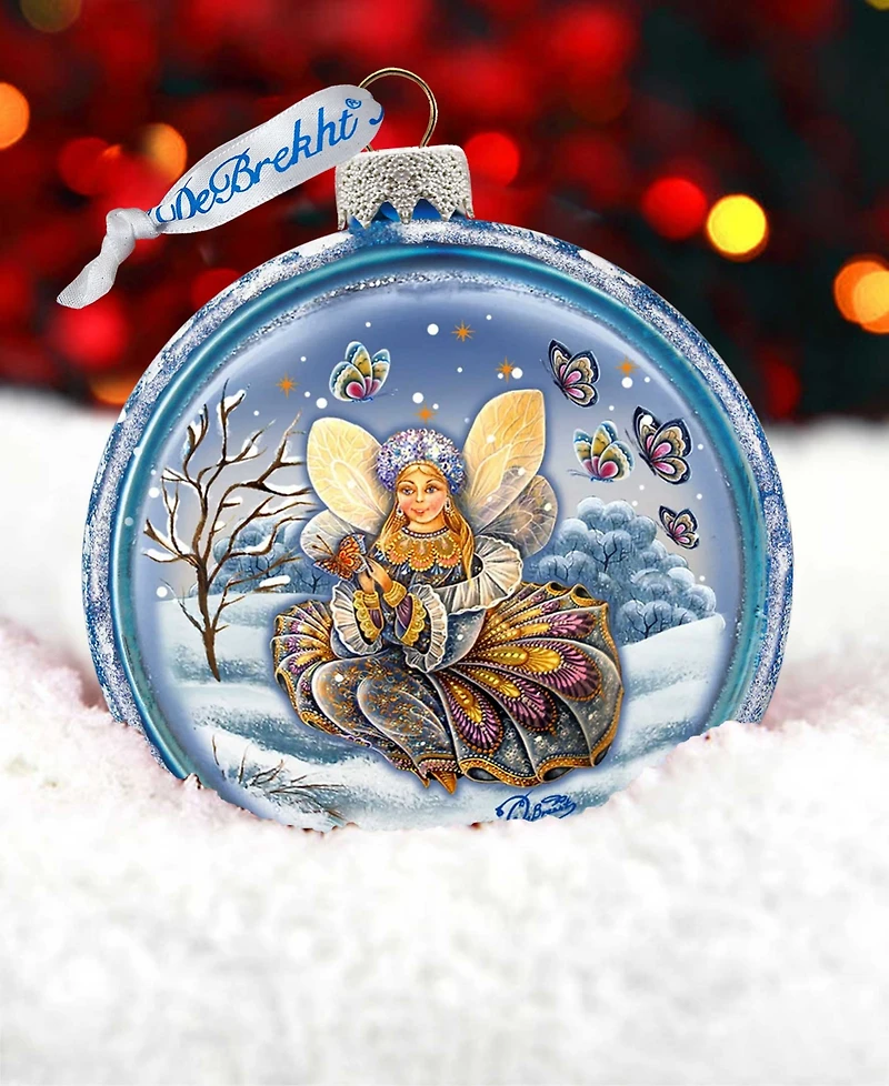 G.DeBrekht Fairy Girl Red Ball Hand Painted Glass Ornament