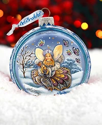 G.DeBrekht Fairy Girl Red Ball Hand Painted Glass Ornament