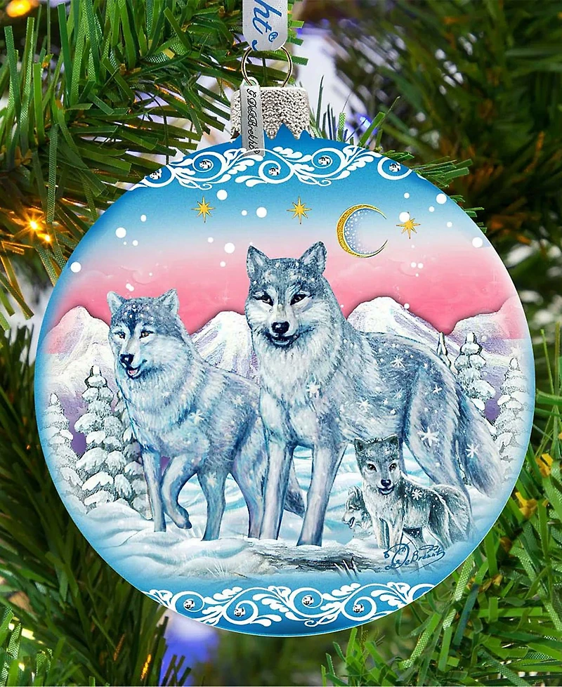 G.DeBrekht Limited Edition Oversized Guardian of Spirituality Wolves Glass Ball Ornament