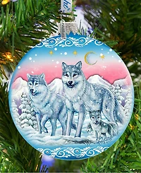 G.DeBrekht Limited Edition Oversized Guardian of Spirituality Wolves Glass Ball Ornament