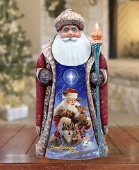 G.DeBrekht Woodcarved Hand Painted Santa Little Friends Figurine