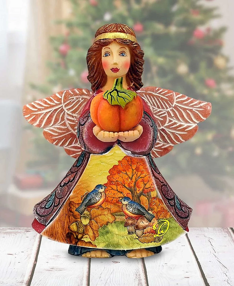 G.DeBrekht Autumn Angel with Pumpkin Handcrafted Christmas Figurine