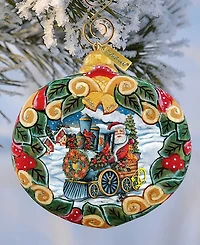 G.DeBrekht Santa Express Wreath Sculpted Hand, Painted Christmas Ornament