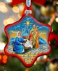 G.DeBrekht Holy Family Snowflake Limited Edition Scenic Hand Painted Glass Ornament