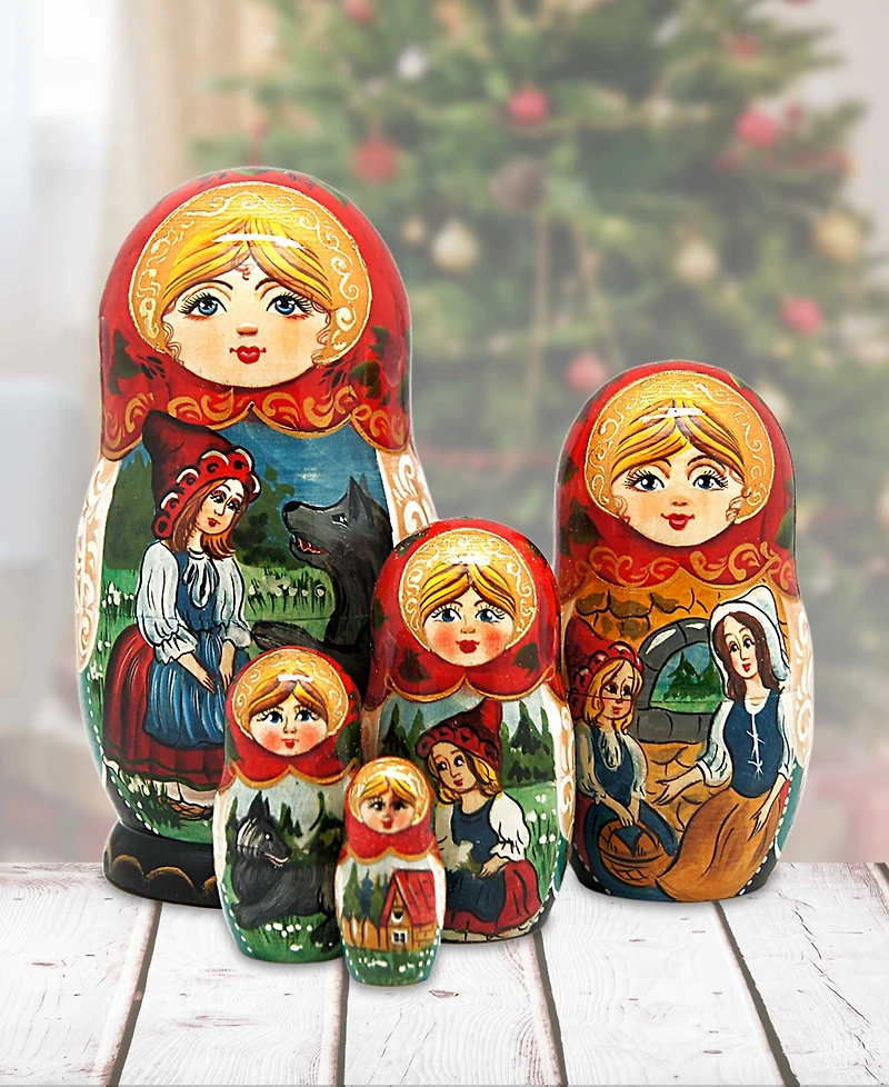 G.DeBrekht 5 Piece Riding Hood Russian Matryoshka Nested Doll Set