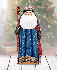 G.DeBrekht Woodcarved and Hand Painted Santa Twinkle-Yuletide Blue Santa Figurine