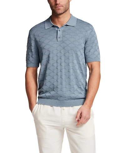Weatherproof Vintage Men's Short-Sleeve Diamond Polo Sweater