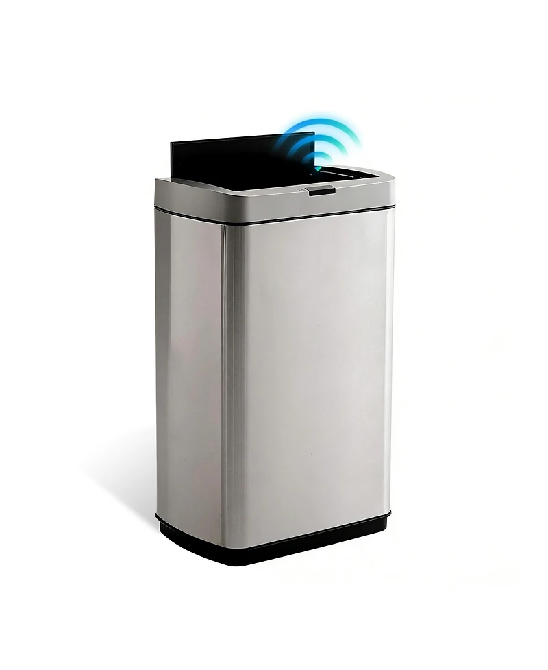 Mega Casa 50L / 13 Gallon Butterfly Lid Stainless Steel Touchless Sensor Trash Can with Silent Close for Kitchen