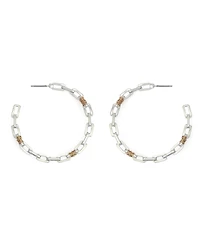 Robert Lee Morris Soho Two-Tone Paper Clip Frozen Chain Large Hoop Earrings