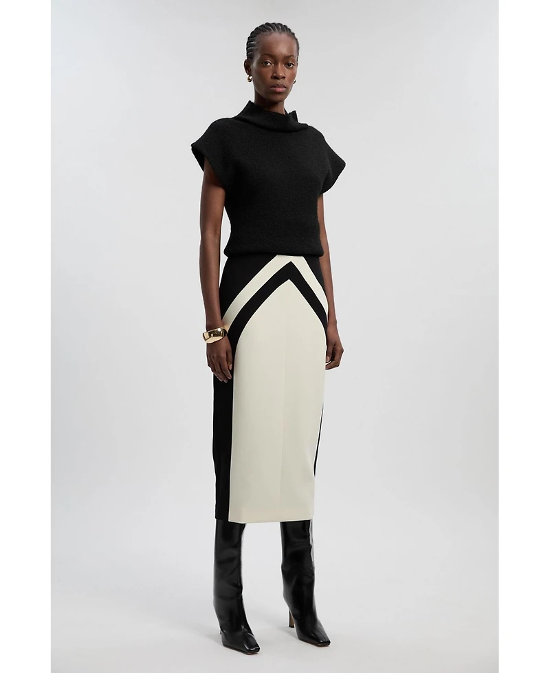 Karen Millen Women's Colour Block Pencil Midi Skirt