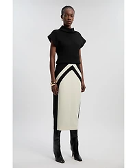 Karen Millen Women's Colour Block Pencil Midi Skirt