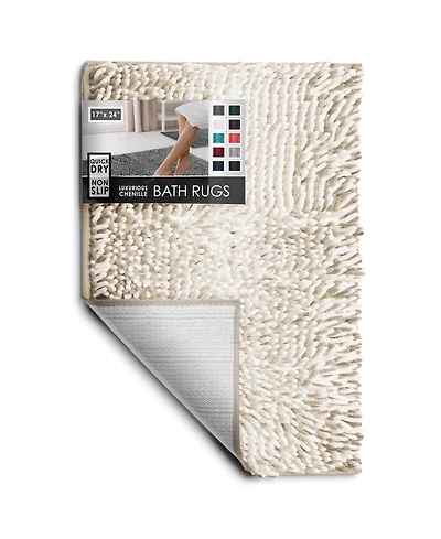 Hearth & Harbor Ultra-Soft Quick-Dry Chenille Bath Rug - Non-Slip Pvc Backing, Machine-Washable