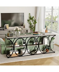 gaomon Narrow Entryway Table Tier Console Sofa Table with Open Storage Shelf, Oval Metal Frame, Home Accent Tables for Living Room