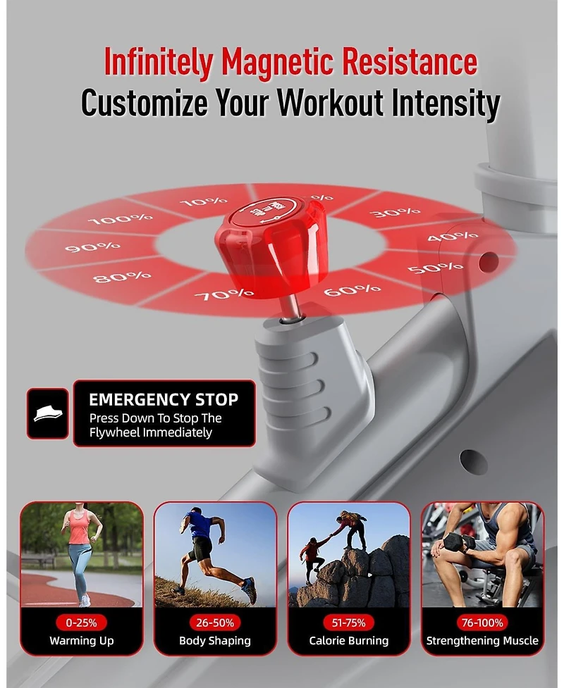 Harison Semi-Commercial Exercise Bike, 380 lbs Capacity, Magnetic with Bluetooth