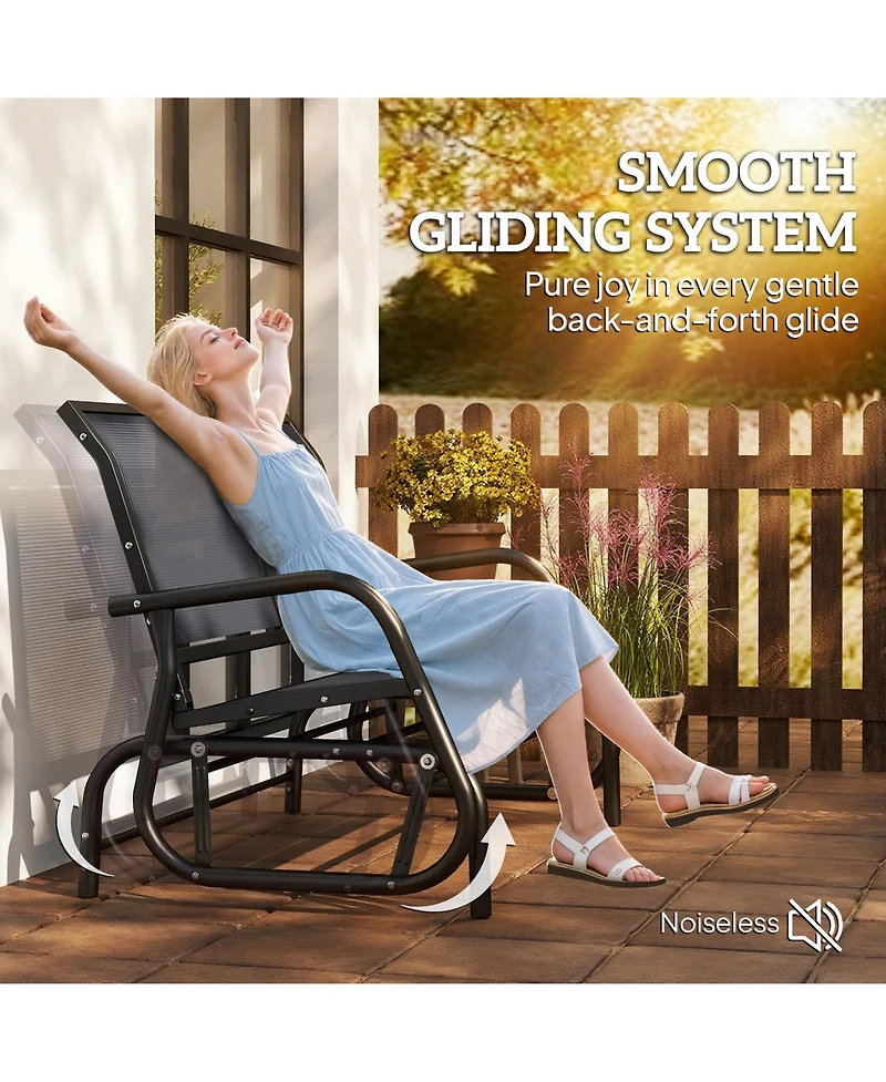 Outsunny 2-Person Patio Glider Bench Rocking Chair Loveseat w/ Armrest