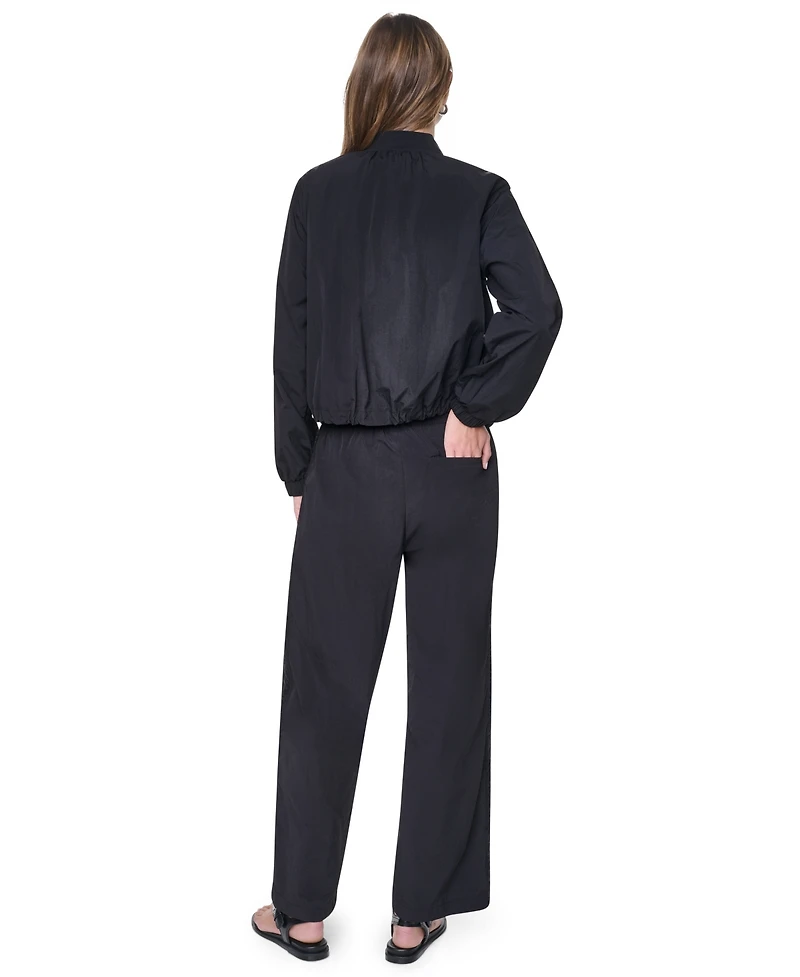 Dkny Women's Logo Trim Rumpled Bomber Tech Jacket