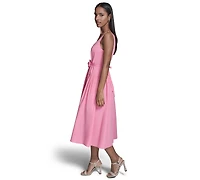 Karl Lagerfeld Paris Women's 3D Floral Drop Waist A-Line Midi Dress