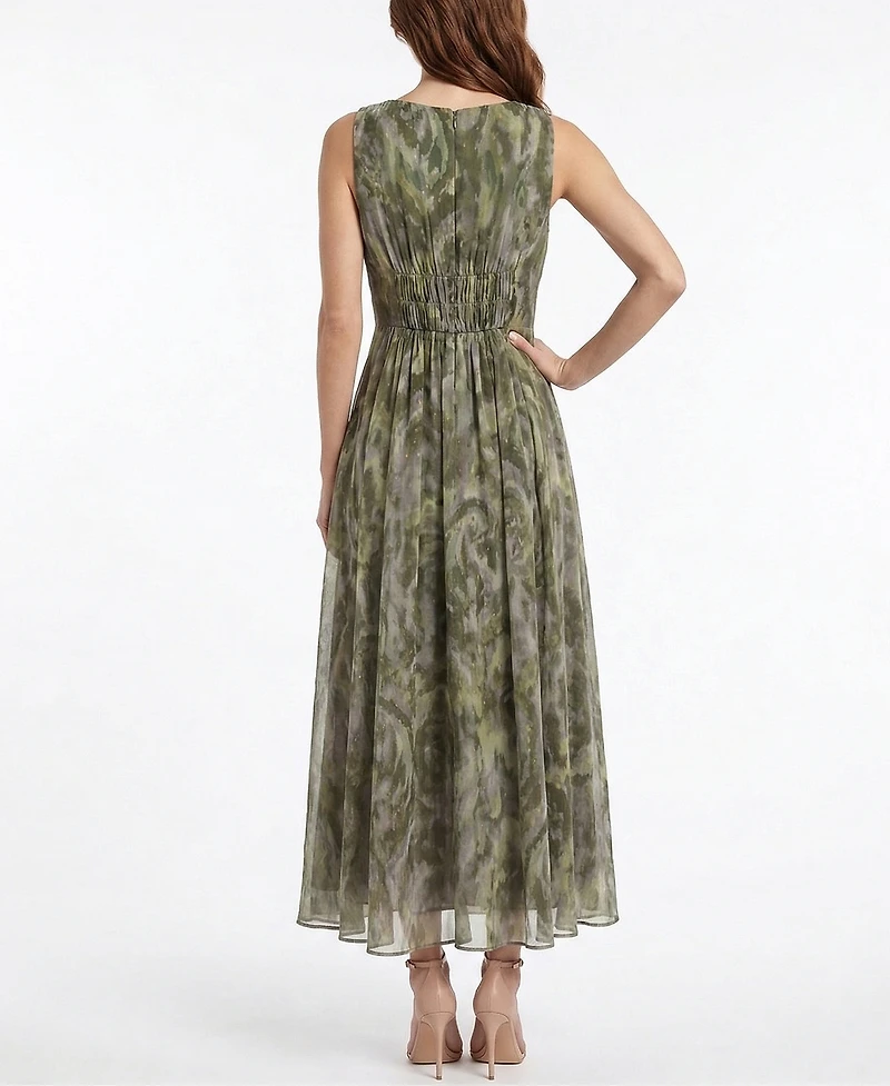 Taylor Women's Shirred V-Neck Polyester Dress