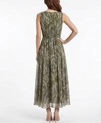 Taylor Women's Shirred V-Neck Polyester Dress