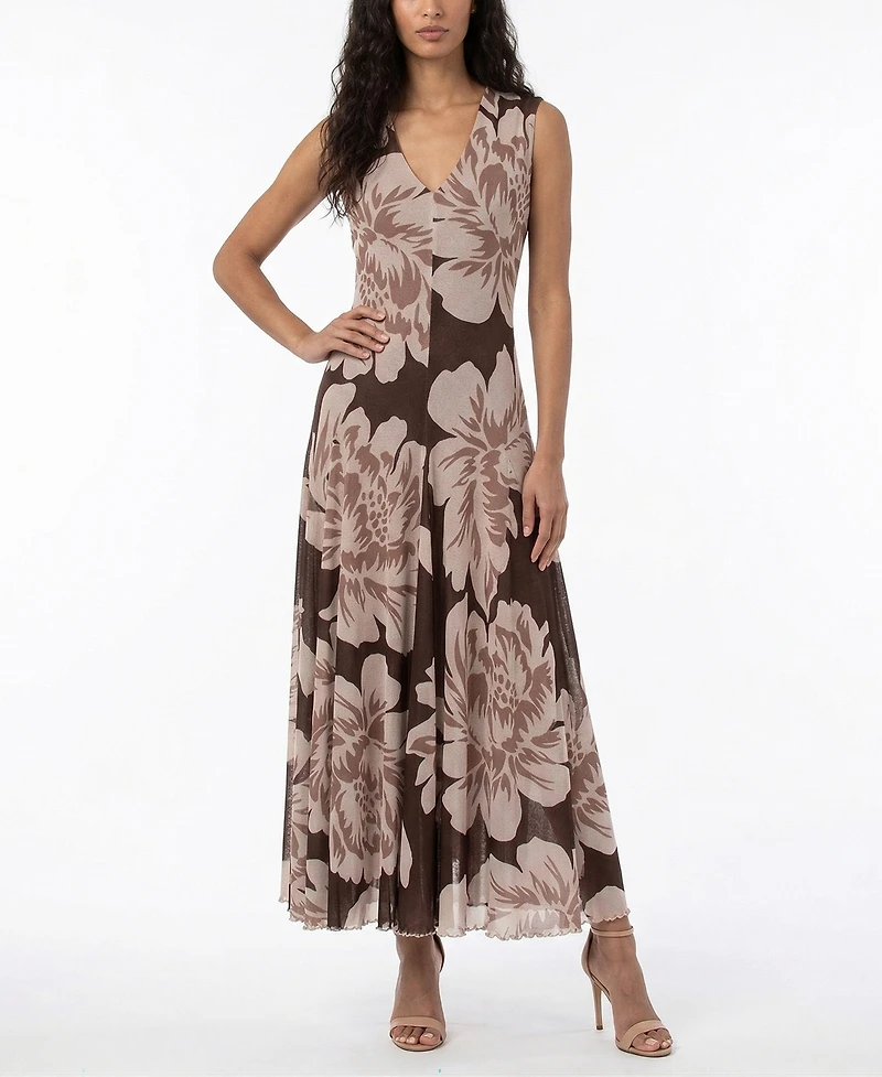 Taylor Women's V-Neck Floral Strech Knit Dress