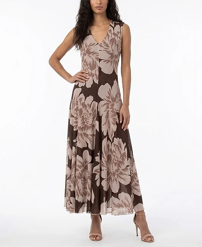 Taylor Women's V-Neck Floral Strech Knit Dress