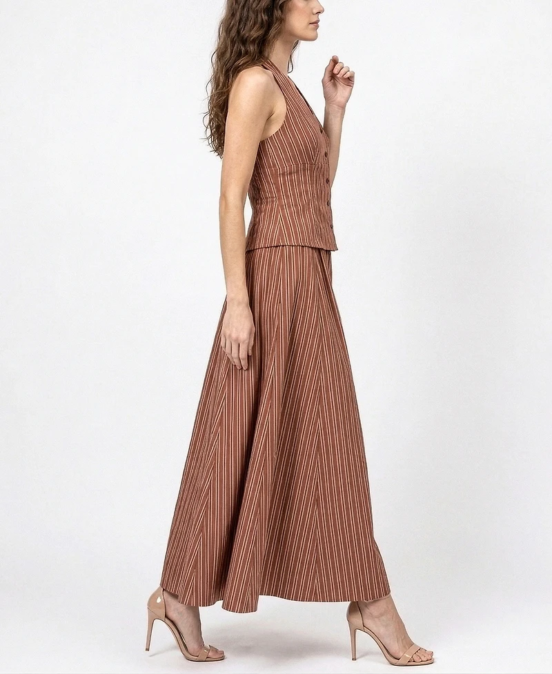 Taylor Women's Striped Drop Waist V-Neck Dress