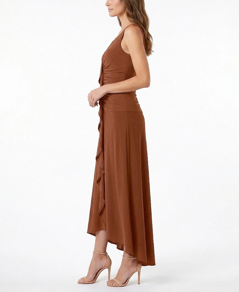 Taylor Women's V-Neck Sleeveless Ruffle Front Dress