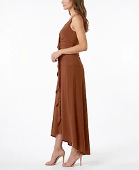 Taylor Women's V-Neck Sleeveless Ruffle Front Dress