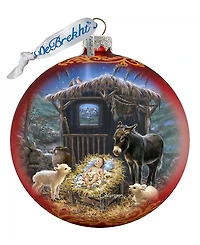 G.DeBrekht Born in A Stable Glass Ornament by Dona Gelsinger