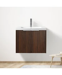 Sillysis Floating Bathroom Vanity with Resin Sink, Modern Plywood Cabinet