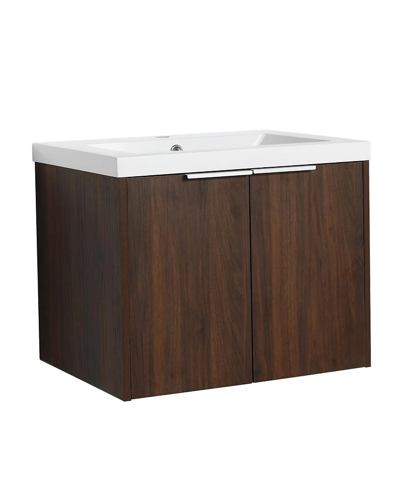 Sillysis Floating Bathroom Vanity with Resin Sink, Modern Plywood Cabinet