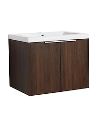 Sillysis Floating Bathroom Vanity with Resin Sink, Modern Plywood Cabinet
