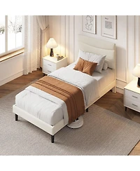 Homfan Upholstered Platform Bed Frame with Velvet Headboard, Wood Slats and Underbed Storage, Box Spring Not Required