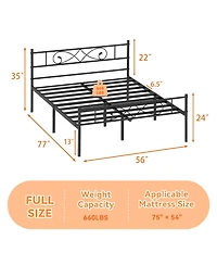 Homfan Metal Platform Bed Frame with Decorative Headboard and Footboard, Underbed Storage, Box Spring Not Required