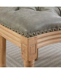 sumyeg French Style Solid Wood Frame Dining Chair with Pu Leather Upholstery and Nailhead Trim Set of 2