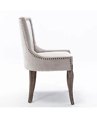 sumyeg Ultra Side Dining Chair with Upholstered Fabric Seat Solid Wood Legs and Nailhead Trim Set of 2