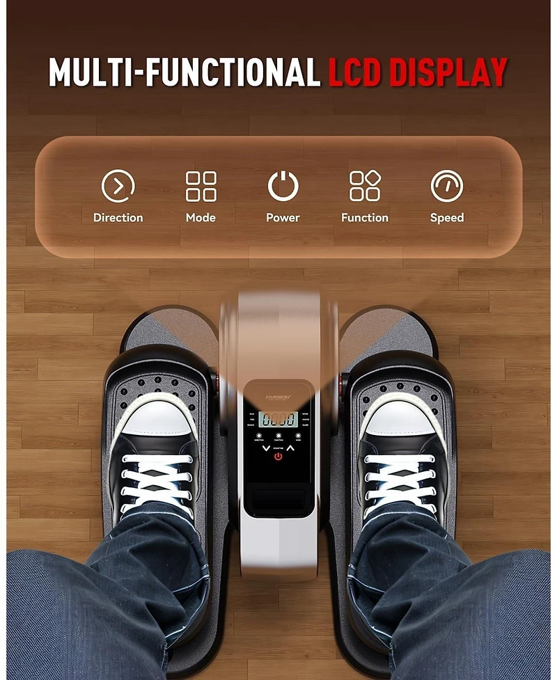 Harison Under Desk Elliptical with Lcd Display, 12-Level Speed Leg Exerciser (Hrm-E305)