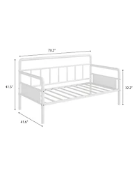 Homfan Twin Metal Daybed Frame with Metal Slats, Round Armrests and Underbed Storage, 78.2 x 41.6 x 41.5
