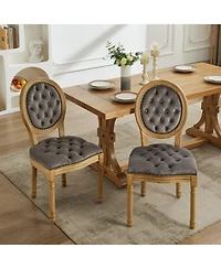 sumyeg French Style Solid Wood Frame Dining Chair with Velvet Upholstery and Nailhead Trim Set of 2