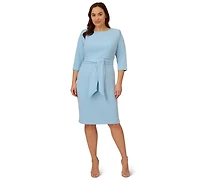 Adrianna Papell Plus Tie-Waist Crewneck Dress
