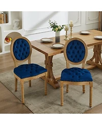 sumyeg French Style Solid Wood Frame Dining Chair with Velvet Upholstery and Nailhead Trim Set of 2