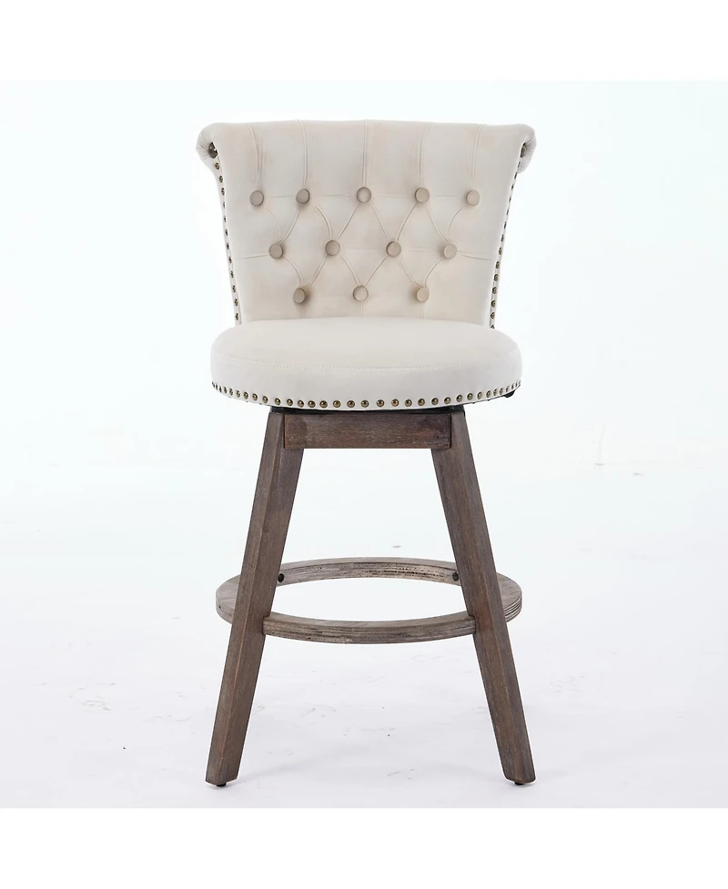 sumyeg 26 Inch Counter Height Swivel Bar Stools with Tufted Back and Upholstered Seat Set of 2