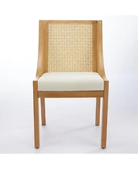 sumyeg Rattan Dining Chair with Solid Wood Frame and Upholstered Seat Single