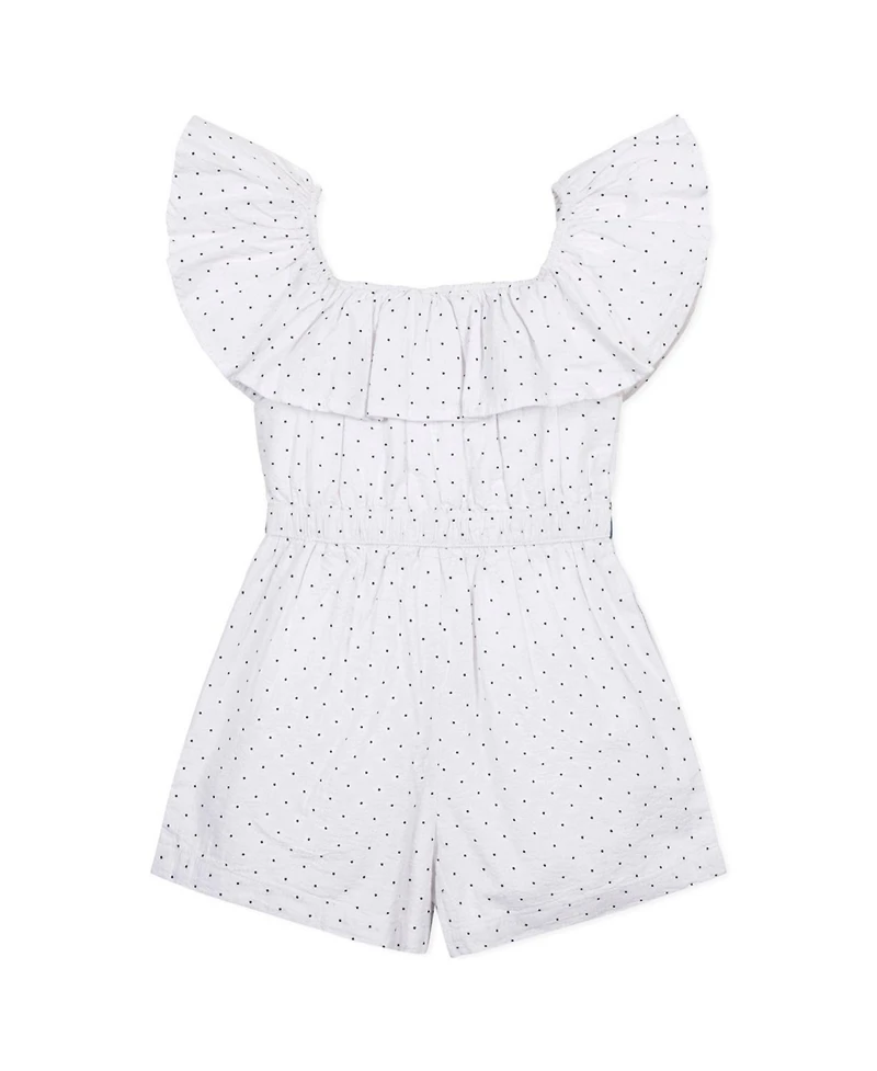 Hope & Henry Little Girls and Organic Ruffle Collar Button Front Seersucker Romper