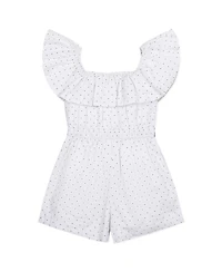 Hope & Henry Little Girls and Organic Ruffle Collar Button Front Seersucker Romper