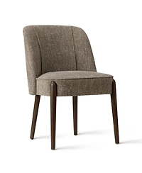 Maison Boucle Soft Fabric Dining Chairs Set of 2, Solid Wood Legs, Thick Seat