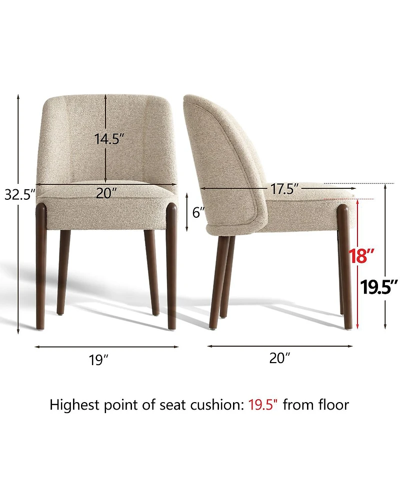 Maison Boucle Upholstered Dining Chairs Set of 2, Solid Wood Legs, Room